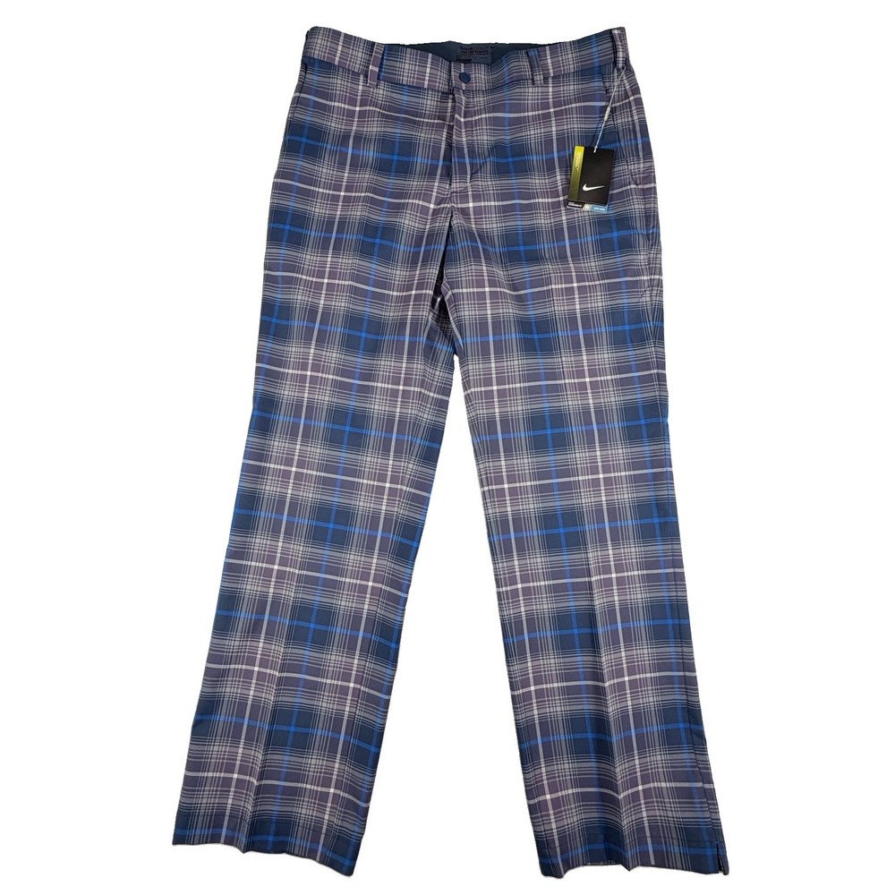 NWT Nike Golf Pants Men's Sz 35x32 Purple Gray Tour Performance Plaid Dri-Fit